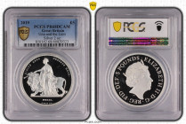 2019年 イギリス ウナとライオン 2オンス 5ポンド銀貨 PCGS PF68 Deep Cameo (40829323), Sp# GE1, Silver 99.9%, 62.42g, 40.0mm, 

2019年に発行されたウナとライオンデザインの復刻版。2オンス銀貨なので重量もずっしりです...