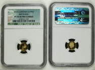 2013年 イギリス ブリタニア 1ポンド金貨 NGC PF70 Ultra Cameo (3795751-197), 	KM# 1269, Sp# BGB1, 99.9%, 1.58g, 12.0mm,発行枚数2,893枚。

腰を落としたブリタニアと、佇むフクロウのデザインです。極小の1ポンド金...