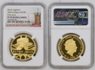 2020年 イギリス ミュージックレジェンド エルトンジョン 1オンス 100ポンド金貨 NGC PF70 Ultra Cameo (3955084-005), Sp# EJ7, Gold 99.9%, 31.21g, 32.6mm, ミュージックレジェンドシリーズ第二弾、エルトンジョンの1オンス金...