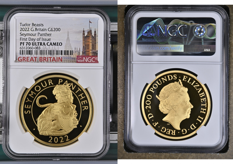 2022年 イギリス チューダービースト シーモアパンサー 200ポンド 2オンス金貨 NGC PF70 Ultra Cameo (6312060-083), ...