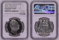 2008年 1835年銘 イギリス クラウン銀貨 ファンタジーシリーズ ウィリアム4世 スリーグレイセス NGC PF68 Ultra Cameo (6194249-001), 92.5%, 28.10g, 38.7mm, ウィリアム4世の裏面にスリーグレイセスが打刻されたファンタジーシリーズです。...