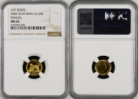 2002年 イギリス マン島 ベンガルキャット 1/25クラウン金貨 NGC MS65 (6729942-042), KM# 1107, Gold 99.9%, 1.24g, 13.9mm,

 キャットコインは、マン島が1988年から2012年まで発行していた世界の猫の図柄をデザインしたコインシリ...