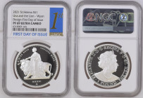 2021年 イギリス セントヘレナ ウナとライオン 1オンス銀貨 First Day of Issue NGC PF69 Ultra Cameo (6318987‐165), Silver 99.9%, 31.10g, 38.6mm, 


ウィリアム・ワイオン作のウナとライオンデザインを、セントヘ...