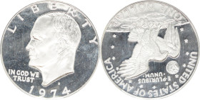 1974年 アメリカ アイゼンハウアー1ドル銀貨 PCGS PR69 Deep Cameo (44773343) , コレクターズイシュー, KM# 203a , Silver40%, 24.59g, 38.1mm, 

アイゼンハウアーの1ドル硬貨にはコレクター向けの銀貨と直径と重量が僅かに違う流...