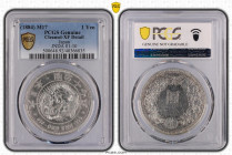 明治17年(1884年) 日本 新1円銀貨(大型) PCGS Cleaned-XF Detail (48366835), JNDA#01-10, Silver 90.0%, 26.96g, 38.6mm, 

新1円銀貨には大型と小型とがあり、大型のほうが希少性が高いです。M17(1884) Jap...