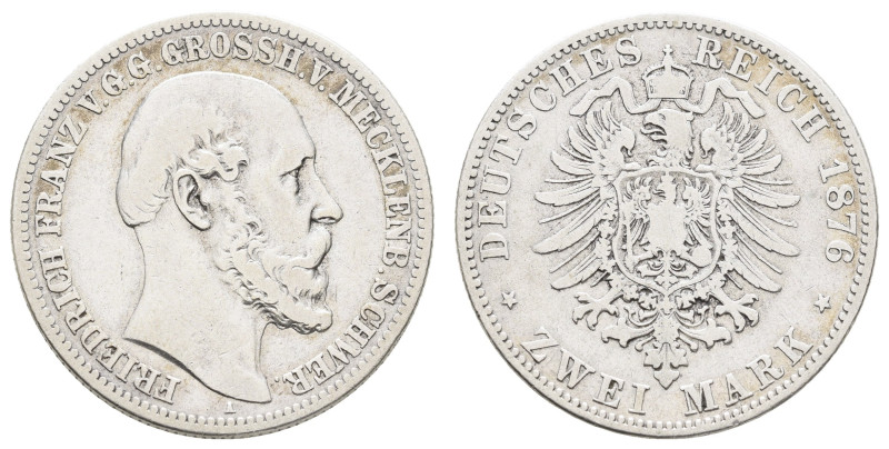 Silbermünzen des Kaiserreichs Mecklenburg-Schwerin
 2 Mark, 1876, Friedrich Fra...