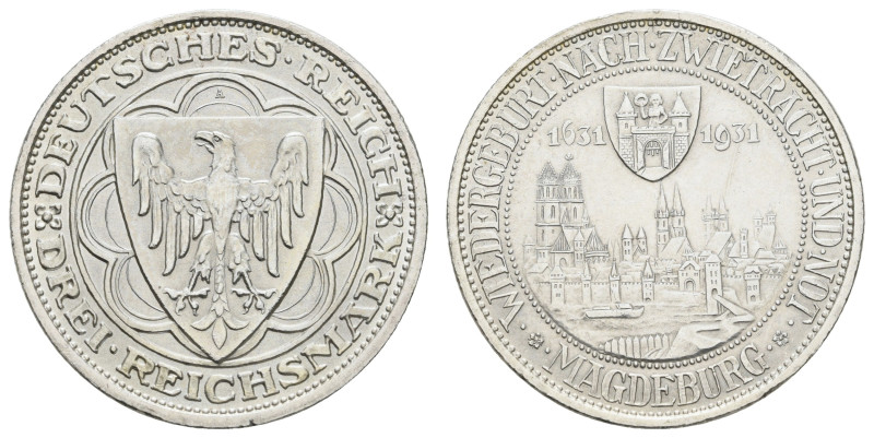 Münzen Weimar
 3 Reichsmark, 1931, Magdeburg, Rf., vz, J. 347.