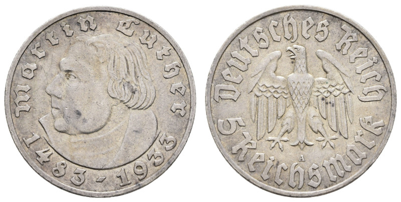 Münzen Drittes Reich
 5 Reichsmark, 1933, A, Martin Luther, ss., J. 353