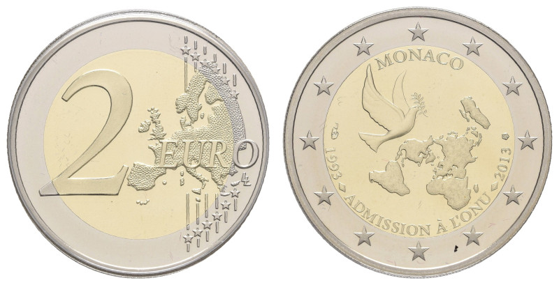 Europa und Übersee Monaco
 2 Euro, 2013, 20 Jahre UNO-Mitgliedschaft, mit besch...