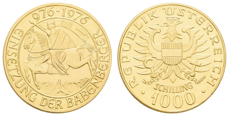 Europa und Übersee Österreich ab 1945
 1000 Schilling, 1976, Gold, Babenberger,...