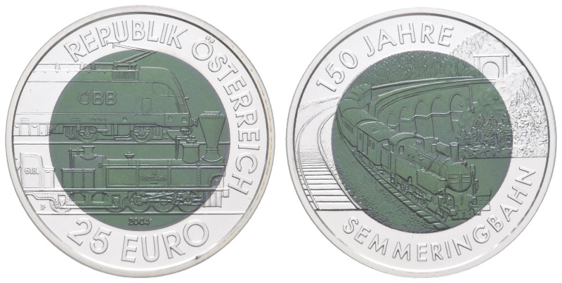 Europa und Übersee Österreich ab 1945
 25 Euro, 2004, Silber/Niob, 150 Jahre Se...