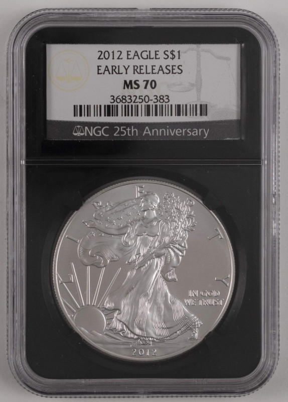 Europa und Übersee USA
 1 Dollar, 2012, Silver Eagle, MS70, Early Releases