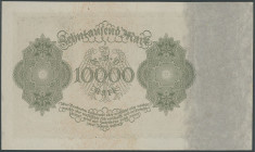 Banknoten Deutsche Reichsbanknoten 1874-1945
 10.000 Mark 19.1.1922, vereinfachter Druck ohne Udr.,Ser. F, Ro. 68b/ P. 71, winz. Eselsohr, etw. fleck...