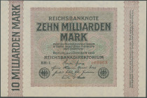 Banknoten Deutsche Reichsbanknoten 1874-1945
 10 Mrd. Mark 1.10.1923, 2 Stück, Ro. 114 a (I), Ro. 114f (II).