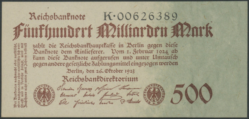 Banknoten Deutsche Reichsbanknoten 1874-1945
 Weimarer Republik, 500 Mrd. Mark ...