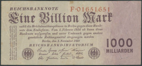 Banknoten Deutsche Reichsbanknoten 1874-1945
 1 Bio Mark 1.11.1923, 3 St.: Ro. 126a (III), Ro. 126b (III), Ro. 126 c (II).