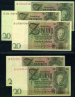 Banknoten Deutsche Reichsbanknoten 1874-1945
 Reichsbankdirektorium, 20 Reichsmark 22.1.1929 (5x), ein Schein mit brauner statt roter KN. Ro. 174a, b...