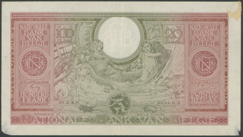 Banknoten Banknoten Europa
 Belgien, Banque Nationale, Lot von 8 Noten 1914-194...