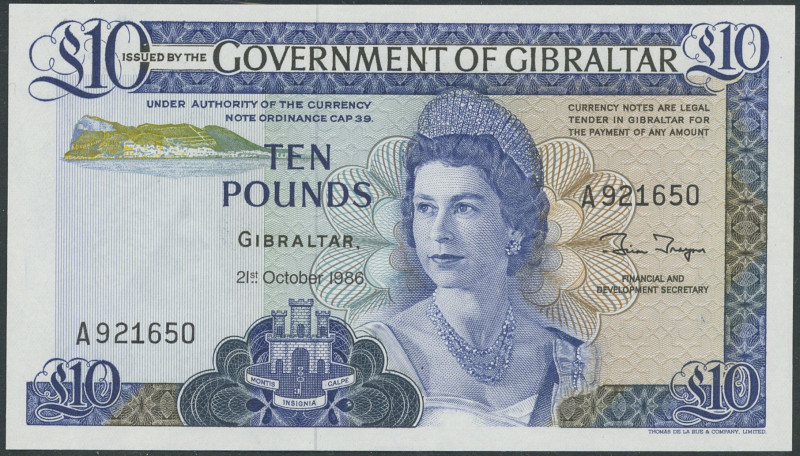 Banknoten Banknoten Europa
 Gibraltar, Government of Gibraltar, 10 Pounds 21.10...