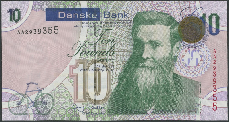 Banknoten Banknoten Europa
 Nordirland, Danske Bank, 10 Pounds 25.1.2013, Pick ...