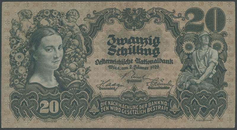 Banknoten Banknoten Europa
 Österreich 20 Schilling 2.1.1928, K&K 186/Richter 2...