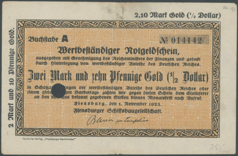 Banknoten Notgeld Scheine
 Flensburg (SH/SH), Flensburger Schiffsbaugesellschaf...