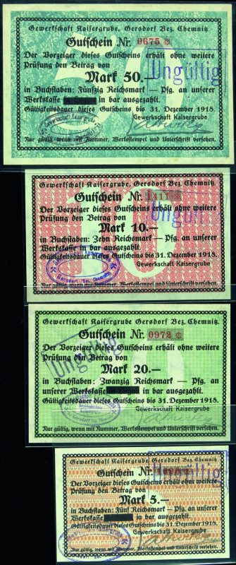 Banknoten Notgeld Scheine
 Gersdorf, Bez. Chemnitz (Sachsen), Gewerkschaft Kais...