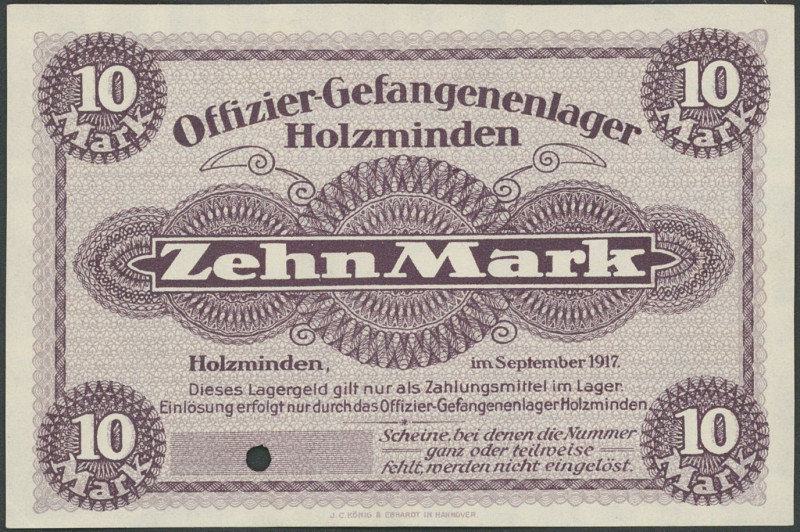 Banknoten Notgeld Scheine
 Holzminden (Braunschweig), Offizier-Gefangenenlager,...