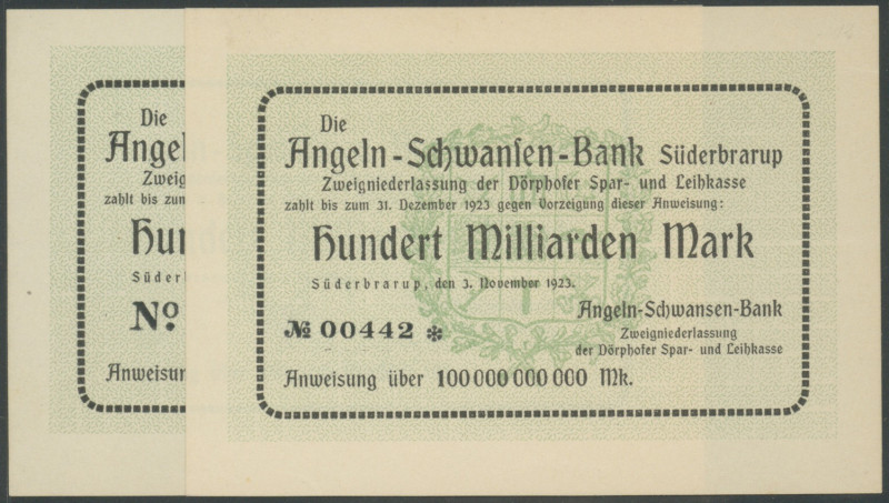 Banknoten Notgeld Scheine
 Süderbrarup (SH), Angeln-Schwansen-Bank Zweigniederl...