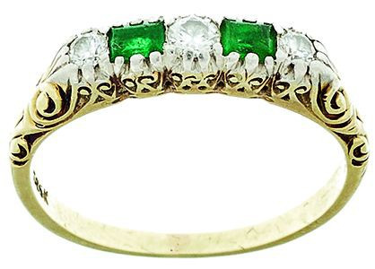 Ringe Bandringe
 Farbstein Brillant Ring, 585 Gelbgold, 3,4g, zwei Smaragde in ...