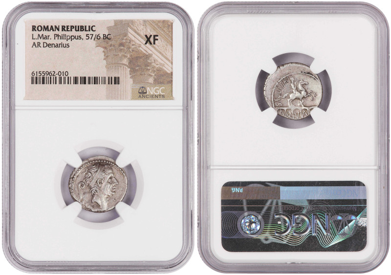 Roman Republic Denarius 57/6 BC. NGC XF

Scarce later Republican denarius. L. ...