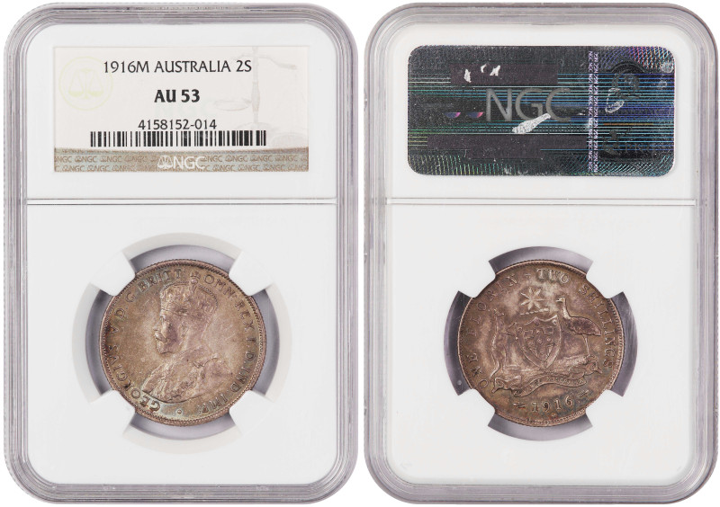 Australia 2 Shillings (Florin) 1916. NGC AU 53

KM-27, N#9267; King: George V ...