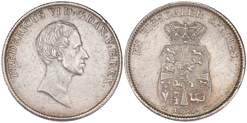 Denmark 1 Speciedaler 1828 FF

KM-695.1, Dav-73; Silver (.875), 28.84 g.; XF