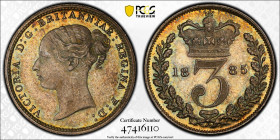 Great Britain 3 Pence 1885. PCGS MS 65 PL. Almost TOP POP!