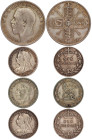 Great Britain Florin 1921, Six Pences 1897, 1900, 1926. 4 pcs