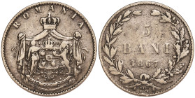 Romania 5 Bani 1867 Watt $ Co