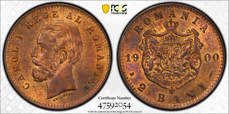 Romania 2 Bani 1900-B. PCGS MS-64 BN

KM-27, Schön-26; King: Carol I (1881-191...