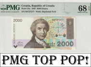 Croatia 2000 Dinara 1992 PMG Superb Gem UNC 68 EPQ !!!TOP POP!!!