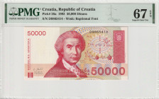 Croatia 50000 Dinara 1993. PMG Superb Gem UNC 67 EPQ