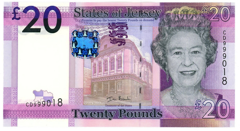 Jersey 20 pounds ND (2010) 

P-35, N# 213127; S/N CD 999018; UNC