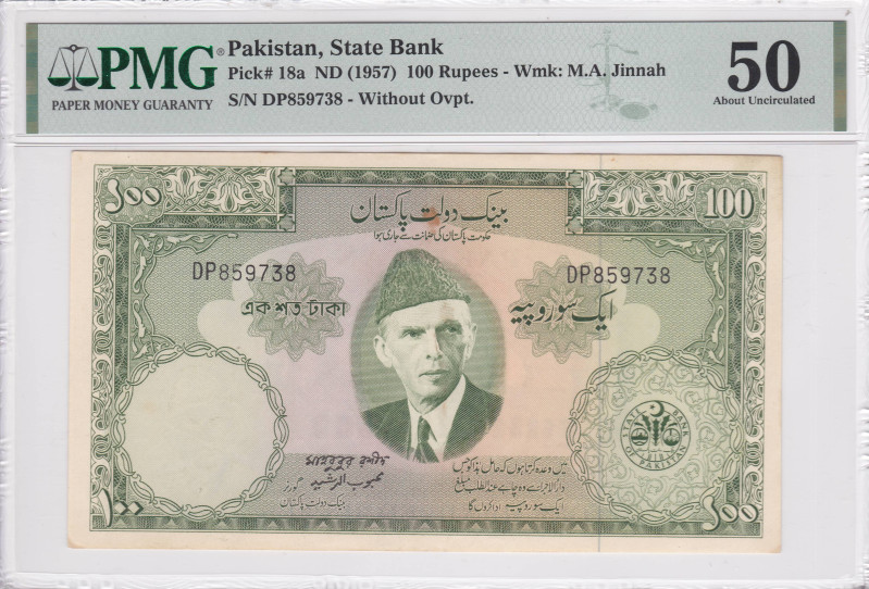 Pakistan 100 Rupees 1957. PMG About UNC 50 

P-18a.3, # 225893; S/N DP859738; ...