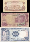 South Vietnam 1 Dong 1968, 200 Dong 1970, 500 Dong 1972. 3 pcs.