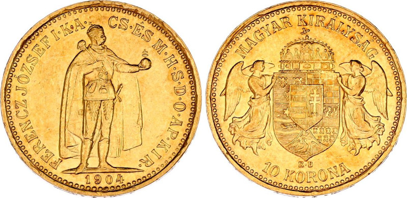 Hungary 10 Korona 1904 KB

KM# 485, ÉH# 1491, N# 10813; Gold (.900) 3.37 g.; F...