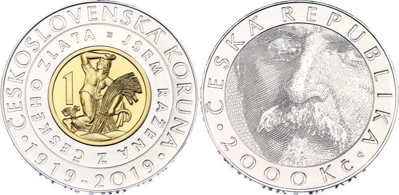 Czech Republic 2000 Korun 2019

KM# 194, N# 175131; Bimetallic: Gold (.986) ce...