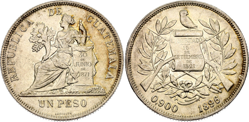 Guatemala 1 Peso 1896

KM# 210, N# 22042; Silver 24.69 g.; Guatemala Mint; UNC...