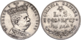 Italian Eritrea 2 Lire 1890 R