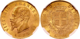Italy 20 Lire 1873 M BN NGC MS62