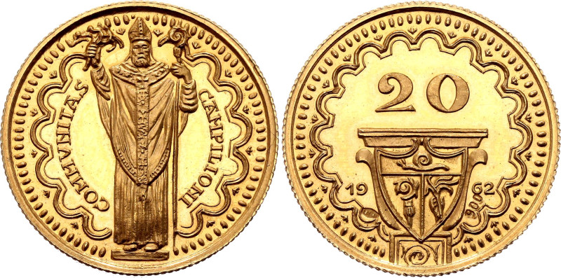 Italy 20 Francs 1966 Fantasy Issue

Gold (.999) 6.03 g., Proof; Communitas Cam...
