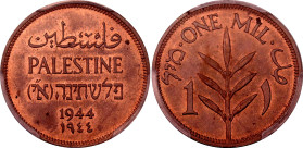 Palestine 1 Mil 1944 PCGS MS64 RB