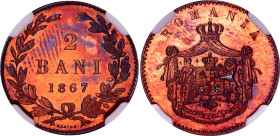 Romania 2 Bani 1867 HEATON NGC MS65 RB